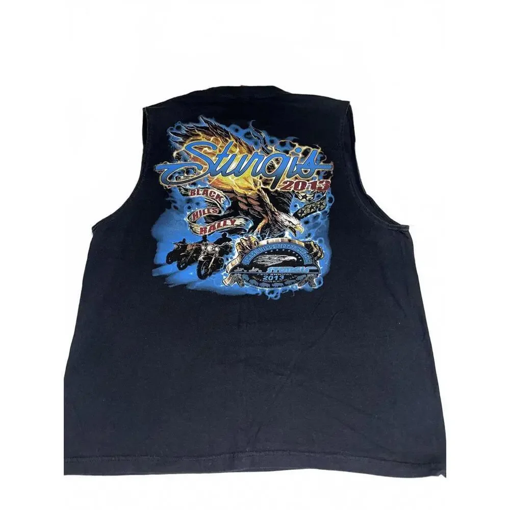 Sturgis Harley Davidson 2013 Black Hills Rally Mens L Sleeveless TShirt Tank Top